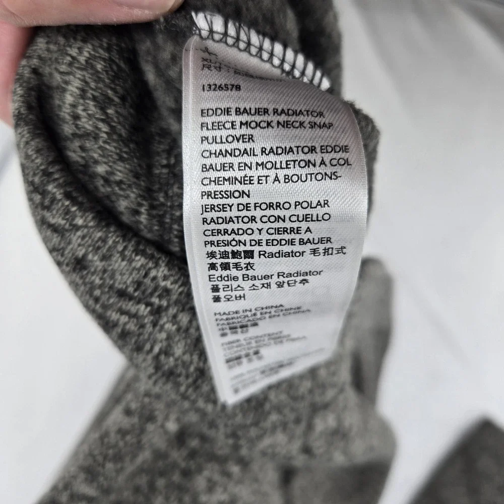 Eddie Bauer Pullover Sweater Mens XL Gray Radiator Fleece Mock Neck Snap Outdoor - Picture 8 of 11